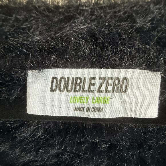 Fuzzy Cropped Cardigan Button Front Soft Knit Black V Neck Cozy Layering Sweater - Picture 4 of 6